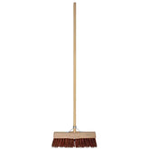 Street Broom - Half-Round - Natural Fiber - 45 Cm - Wooden Handle 160 Cm