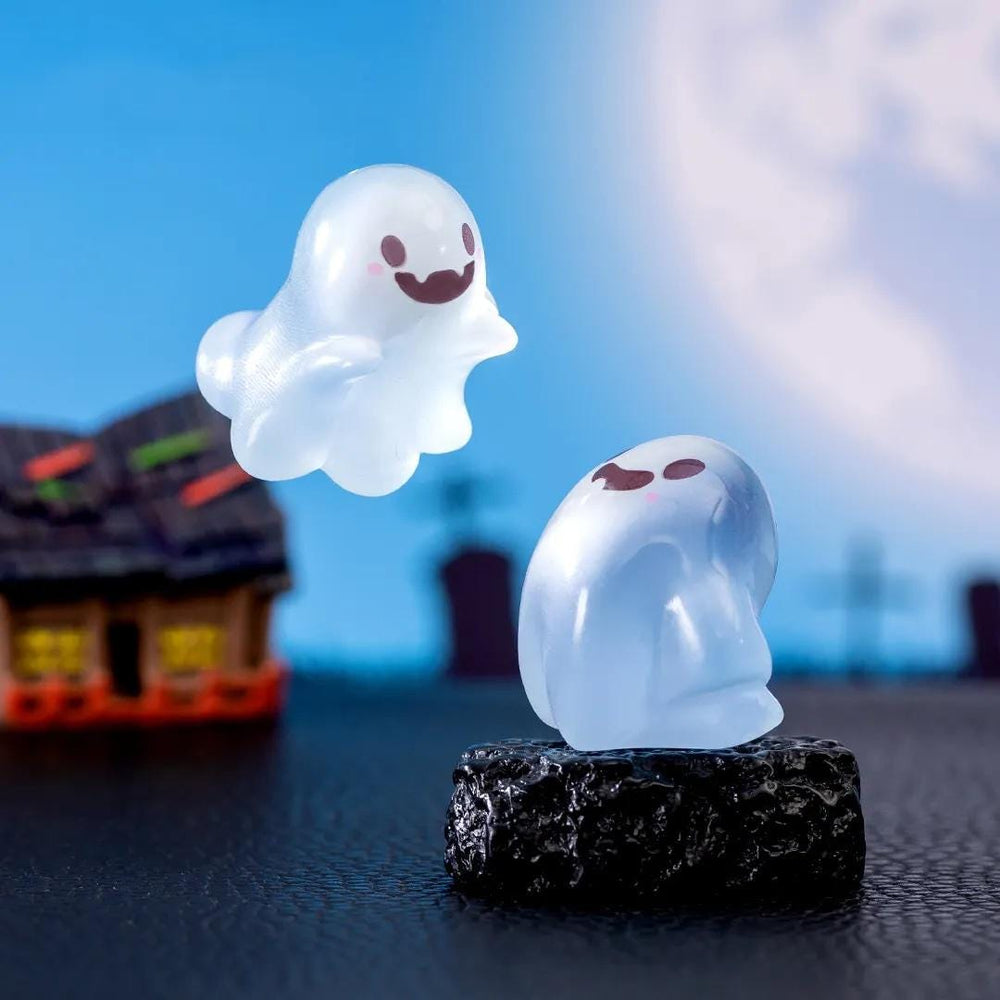 Set Of 6 Ghosts -  Glow-In-The-Dark Forest Spirits Miniature - Elf Figure Ghost Fairy Garden Plant - Kodama Family Set