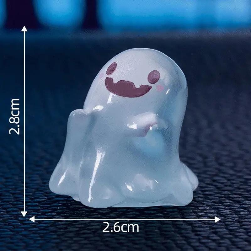 Set Of 6 Ghosts -  Glow-In-The-Dark Forest Spirits Miniature - Elf Figure Ghost Fairy Garden Plant - Kodama Family Set
