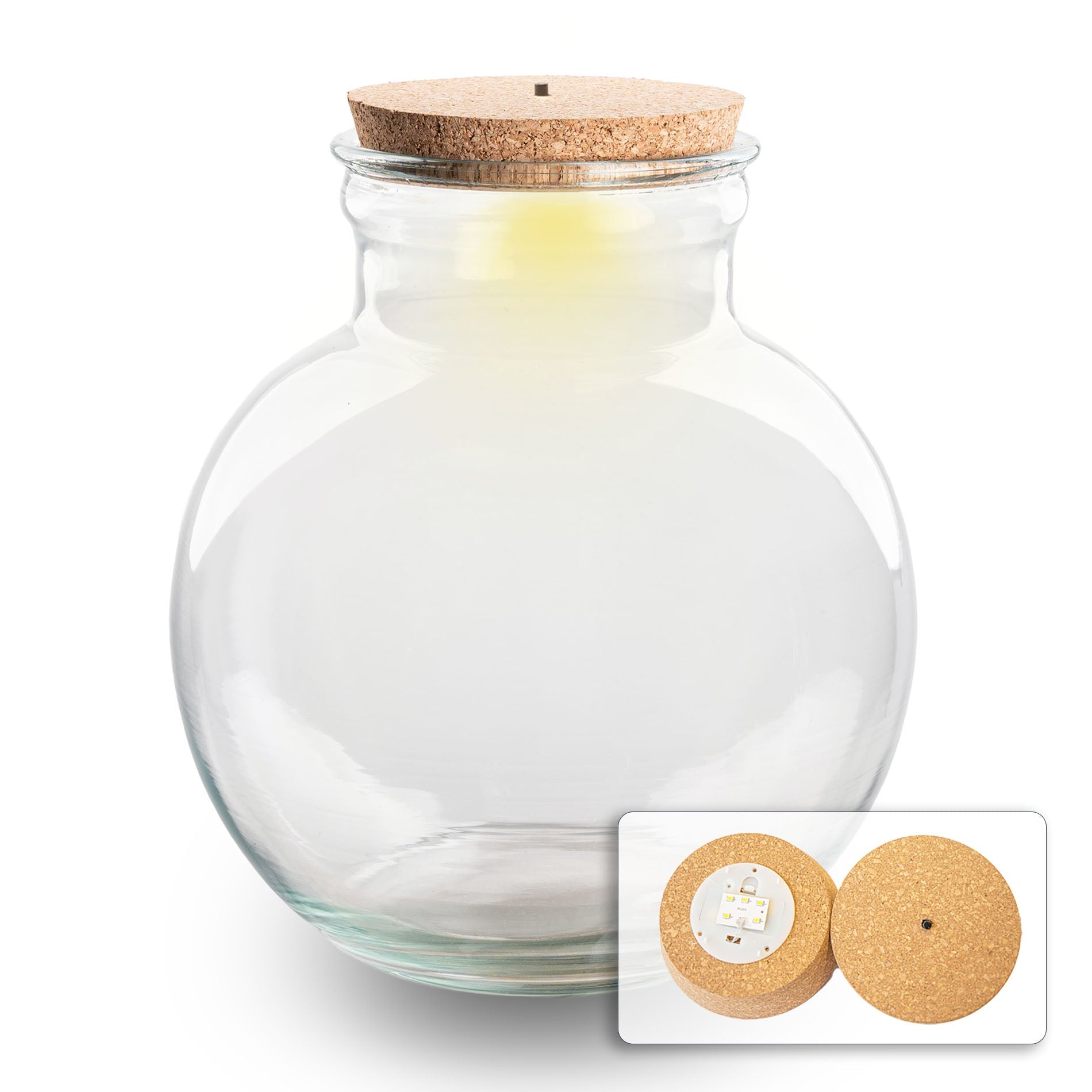 Terrarium With Cork - Teddy With Led Cork - ↑ 26.5 Cm