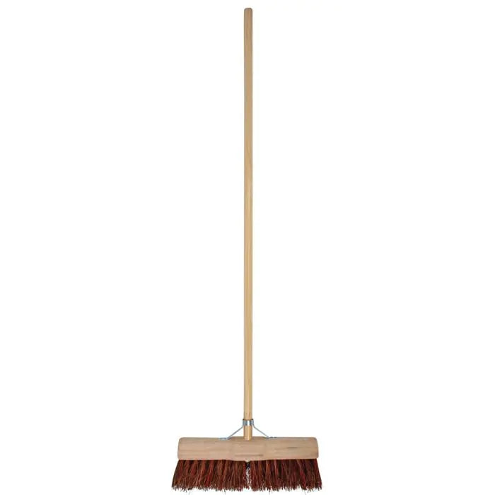 Street Broom - Half-Round - Natural Fiber - 45 Cm - Wooden Handle 160 Cm