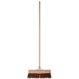 Street Broom - Half-Round - Natural Fiber - 45 Cm - Wooden Handle 160 Cm