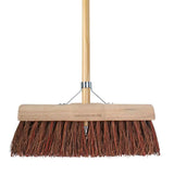 Street Broom - Half-Round - Natural Fiber - 45 Cm - Wooden Handle 160 Cm